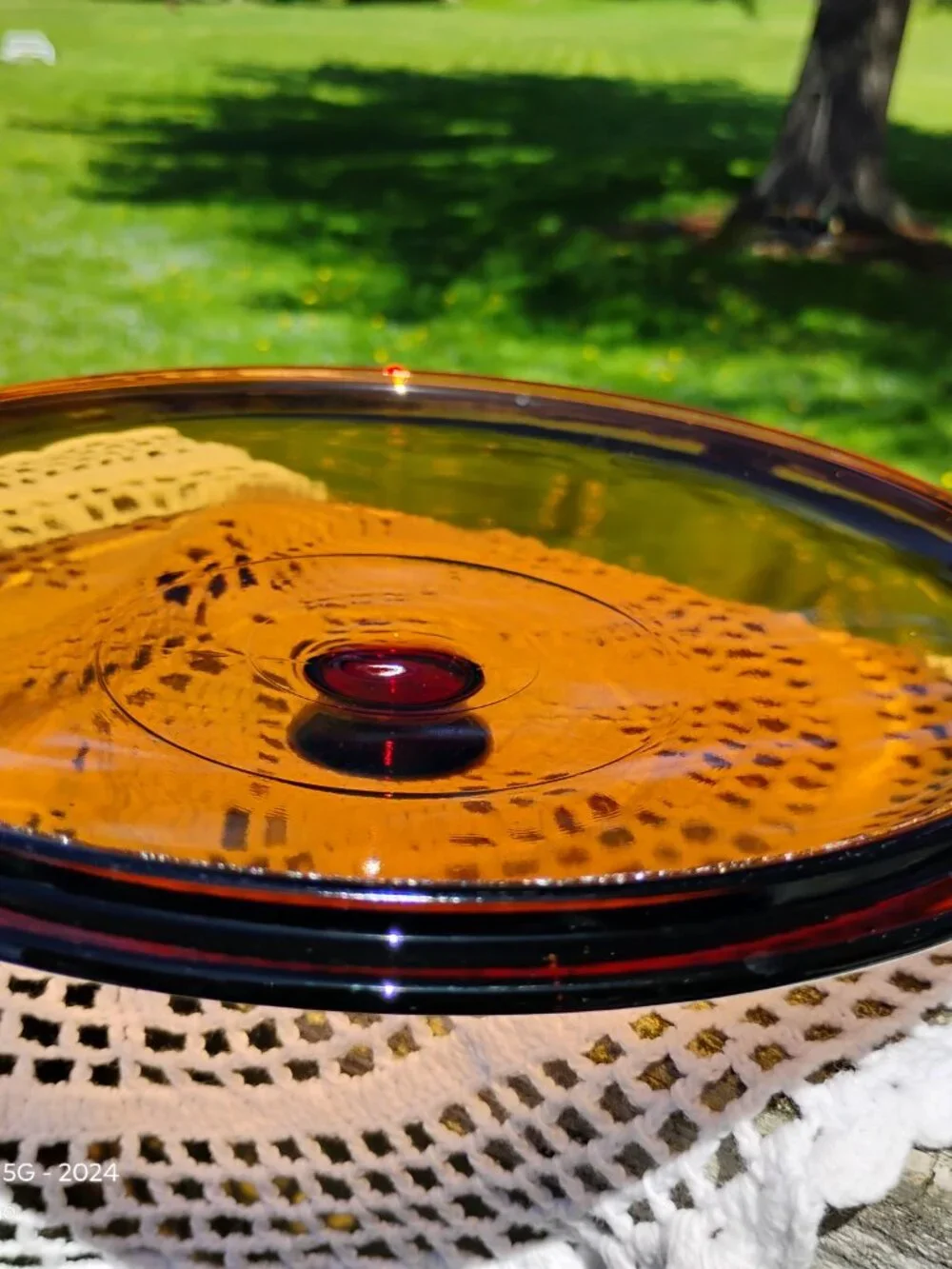 glass casserole dish LID only Anchor Hocking Fire-King Harvest amber vintage